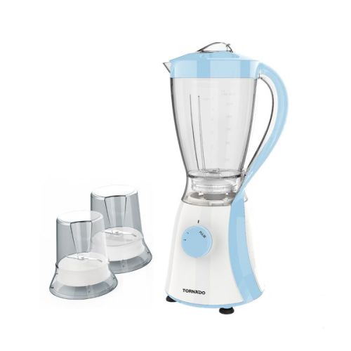TORNADO Electric Blender 600 Watt 1.5 Liter 2 Mills Light Blue TB-600/2-LBLUE