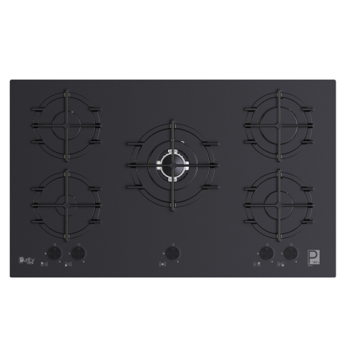 Purity Built In Gas Hob 5 Eyes Heavy Duty Grids 90 cm Full Safety Black HPT911MAT-BL