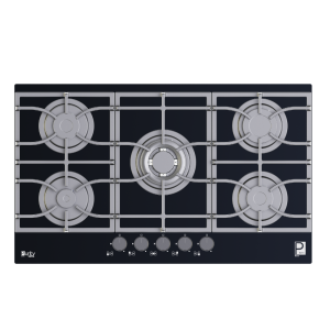 Purity Built In Gas Hob 5 Burners Cast iron 90 cm Glass Black HPT939G