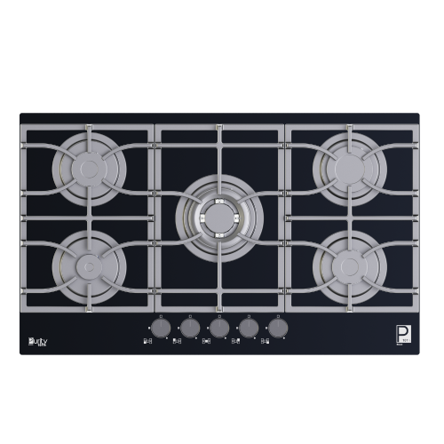 Purity Built In Gas Hob 5 Burners Cast iron 90 cm Glass Black HPT939G