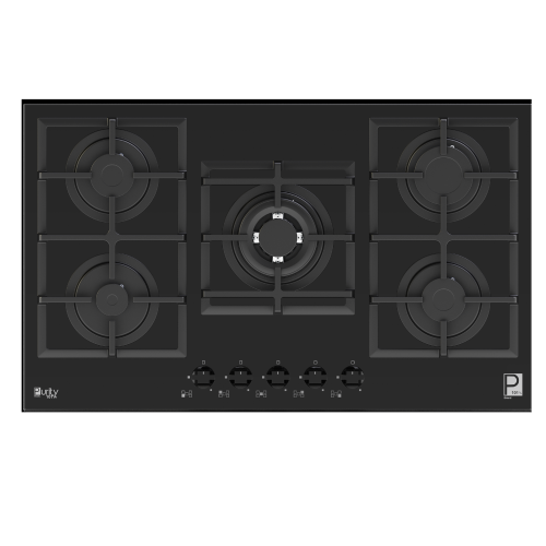 Purity Built In Gas Hob 5 Burners Cast Iron 90 cm Glass Black HPT913G