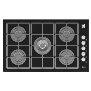 Purity Built In Gas Hob 5 Burners Cast Iron 90 cm Glass Black HPT975G