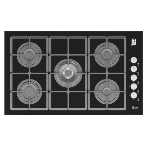 Purity Built In Gas Hob 5 Burners Cast Iron 90 cm Glass Black HPT975G