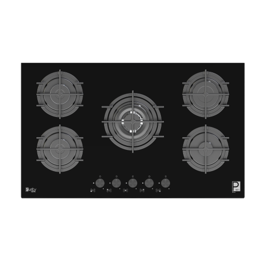 Purity Built In Gas Hob 5 Burners Cast iron 90 cm Glass Black HPT911G