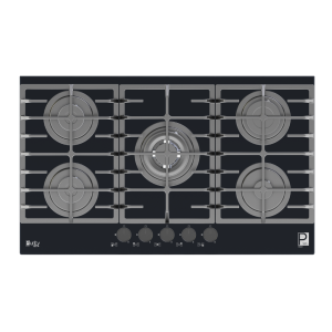 Purity Built In Gas Hob 5 Eyes Heavy Duty Grids Black HPT906G