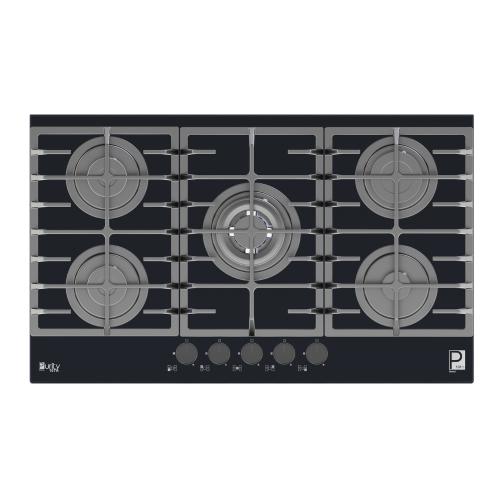 Purity Built In Gas Hob 5 Eyes Heavy Duty Grids Black HPT906G