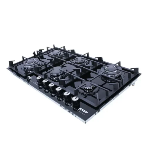 Purity Glass Built-In Gas Hob 6 Cast Iron Burners Black 90 Cm HPT904G