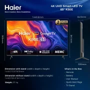 Haier 65 Inch Smart UHD 4K LED Frameless TV With Receiver Built-in H65K80EU