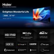 Haier 32 Inch Smart TV , HD LED Built-In Receiver – H32K80E