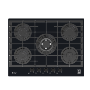 Purity Built In Gas Hob 5 Burners Cast iron 70 cm Glass Black HPT713G