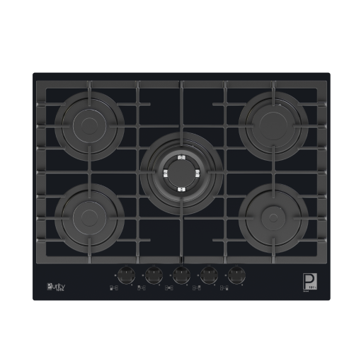 Purity Built In Gas Hob 5 Burners Cast iron 70 cm Glass Black HPT713G