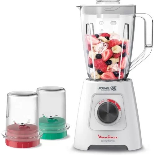 Moulinex Blender with Grinder and Grater – 800 Watt – 2 Liters – White – LM4231EG