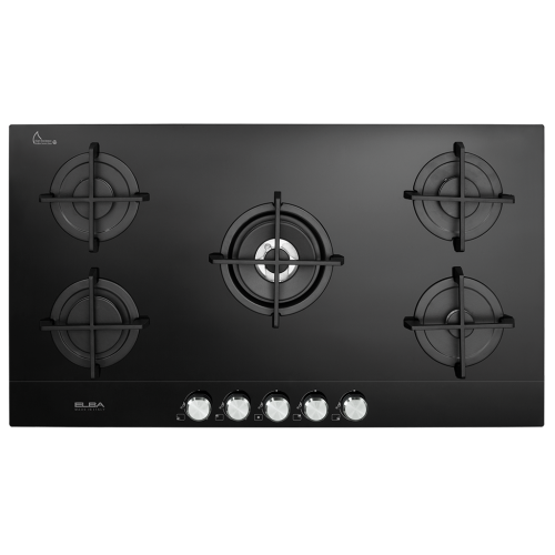 ELBA Ceramic Built-in 5 Gas Burners Hob, 90 cm, Black – ELIO 95-545 CG