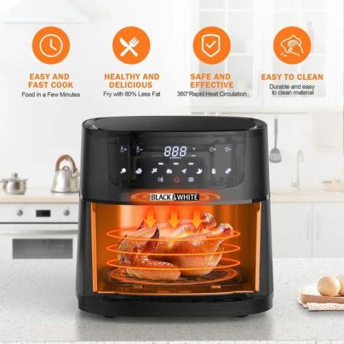 Black And White Air Fryer , 8.5 Liter Grey – AF-085SD