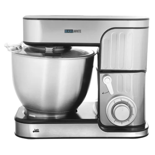 Black&White SC-312 Stand Mixer, 1300 Watt, 6.5 Liter, 6 Speeds – Black Silver