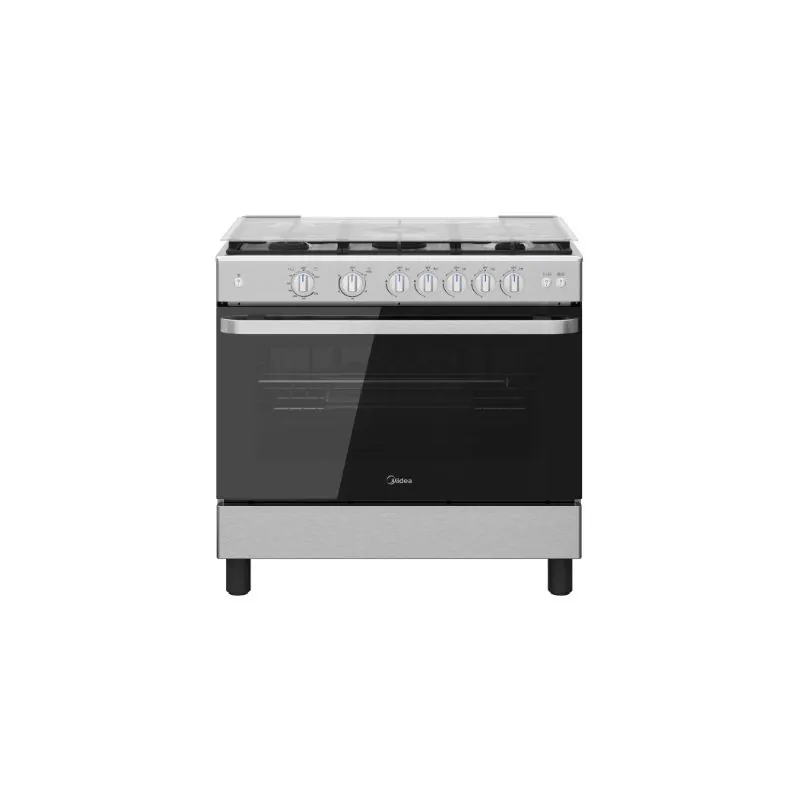 ميديا بوتاجاز غاز 5 شعلة 90*60 أمان كامل استانلس ستيل فضي MFO-MG36LE(SS)-VT